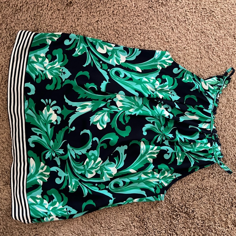 New York & Company Green Smocked Tank Top